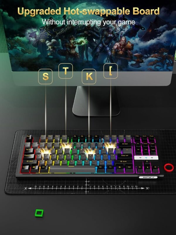 713E18gQVL._AC_SL1500_ Review of NPET CR87 Mechanical Gaming Keyboard Hot-Swappable Compact RGB for Gamers
