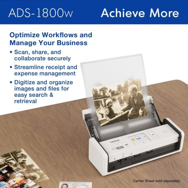 717mNYN-wQL._AC_SL1500_ Brother ADS-1800W Wireless Desktop Scanner Review Fast Scanning Speeds and Compact Design