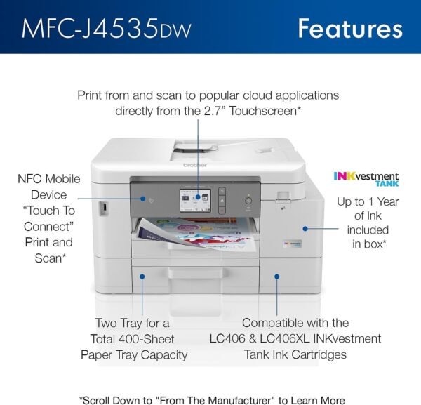 71MxewB6x7L._AC_SL1500_ Brother MFC-J4535DW INKvestment Tank Printer Review Efficient Inkjet for Home Offices