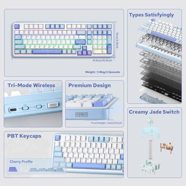 71T3BA4MVL._AC_SL1500_ EPOMAKER TH99 Wireless Mechanical Keyboard Review A Deep Dive into RGB Gaming Efficiency
