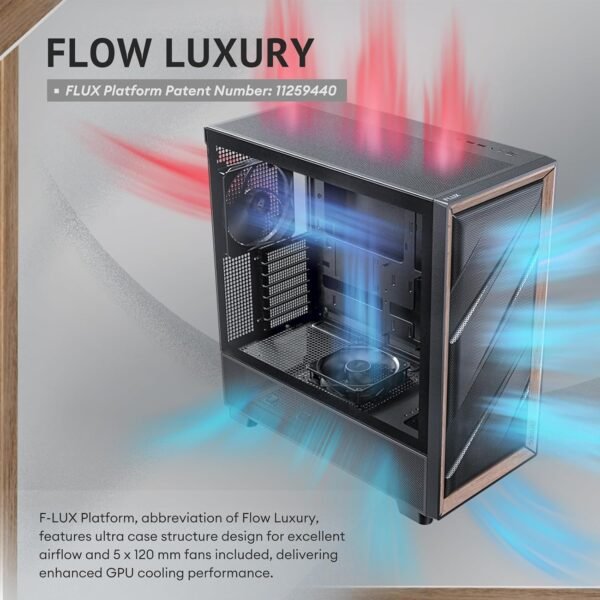 71XkadslsjL._AC_SL1500_ Antec Flux Wood Mid-Tower PC Case Review High-Airflow Design with 9 Fan Support