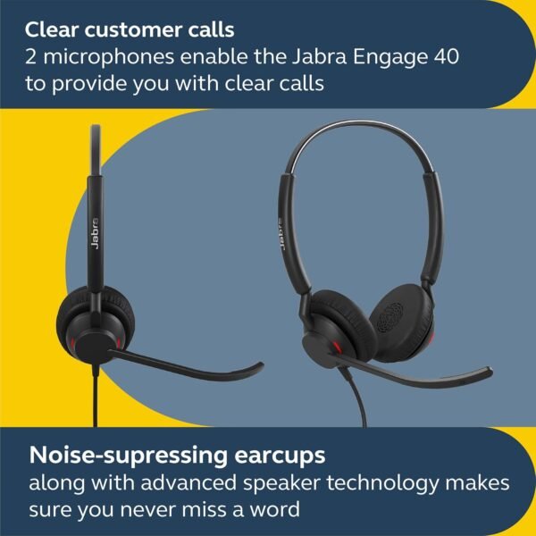 71c8q1NcL._AC_SL1500_ Jabra Engage 40 wired stereo headset review ultra-lightweight design and noise-cancelling technology