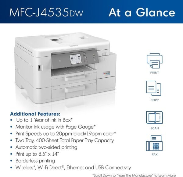 71u184aCqKL._AC_SL1500_ Brother MFC-J4535DW INKvestment Tank Printer Review Efficient Inkjet for Home Offices