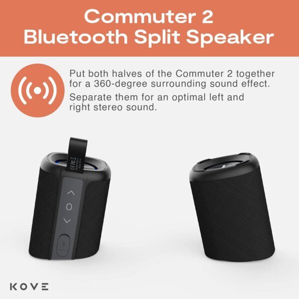 71T83xKTQ6L._AC_SL1500_ KOVE Commuter 2 Bluetooth Speaker Review Portable Audio with Deep Bass and Water Resistance
